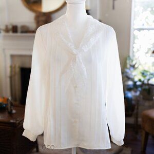 Southern Lady 15/16 Blouse White Romantic Cottagecore Victorian Prairie USA made